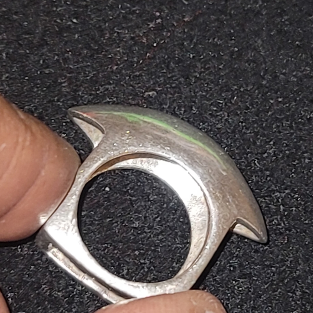 Modernist Ring Large Band 925 Stamped Mexico Sterling Silver Ring Size 7 - Picture 2 of 5